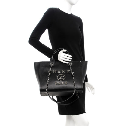 Chanel Caviar Small Studded Deauville Tote Black 3 of 10
