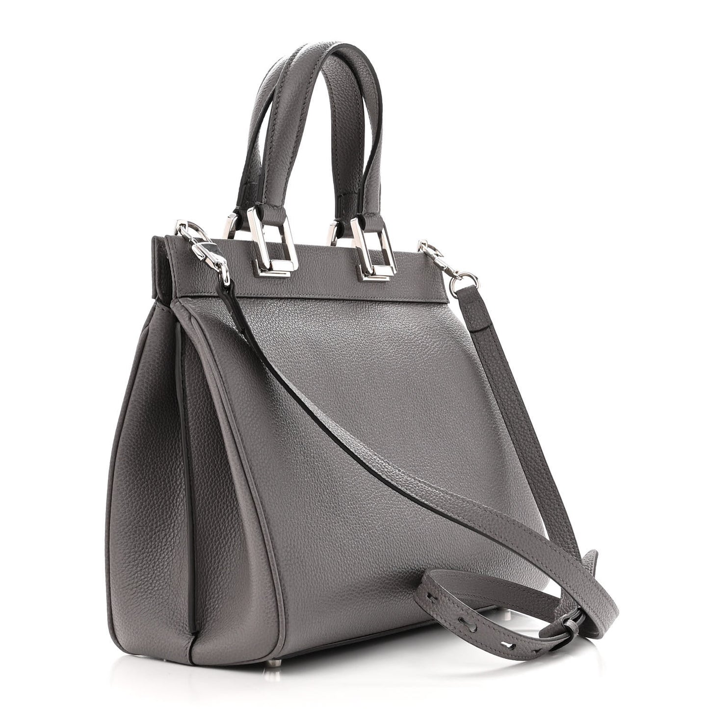 Grainy Calfskin Small Zumi Top Handle Bag Dusty Grey