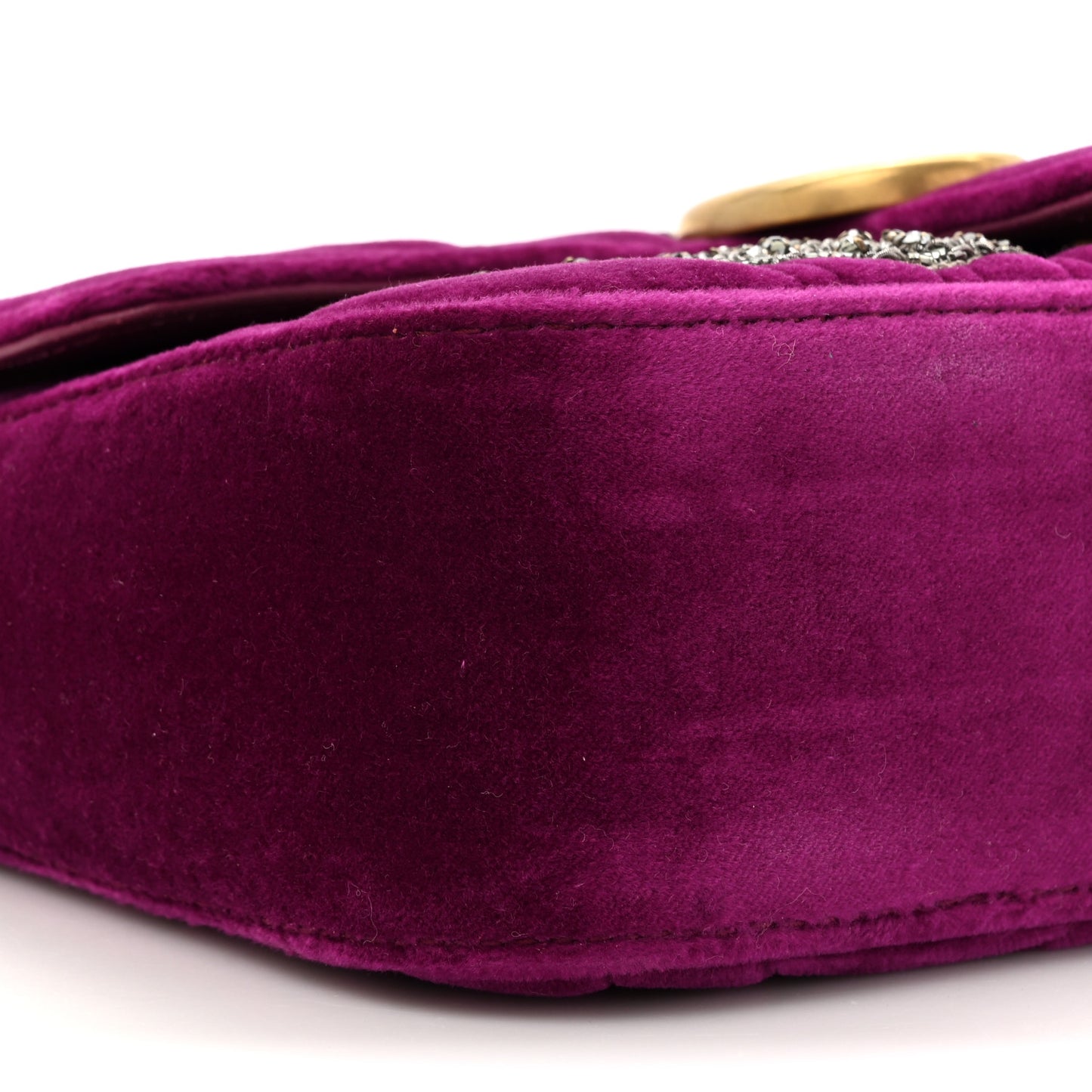 Velvet Matelasse Embroidered Mini GG Marmont Shoulder Bag Bordeaux
