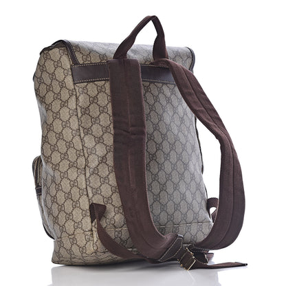 Gucci GG Supreme Monogram Medium Single Buckle Rucksack Backpack Beige Ebony Brown 3 of 11