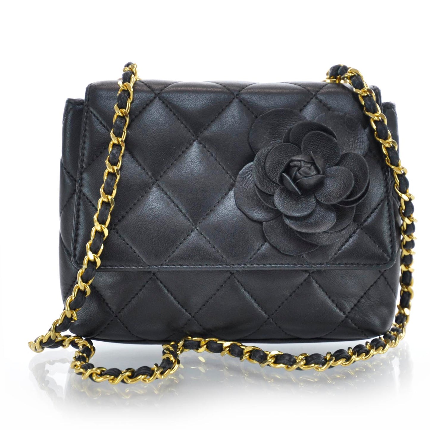 Lambskin Camellia Mini Flap Black