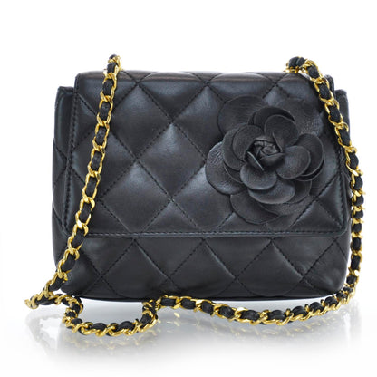 Chanel Lambskin Camellia Mini Flap Black 1 of 7