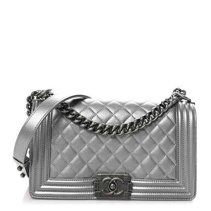 Chanel Metallic Caviar Quilted Medium Boy Flap Silver 1 of 11