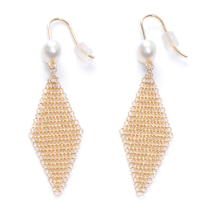 Tiffany 18K Yellow Gold Pearl Mesh Earrings 1 of 4