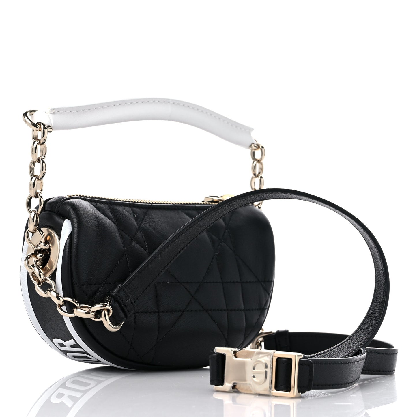 Lambskin Cannage Mini Dior Vibe Hobo Bag Black
