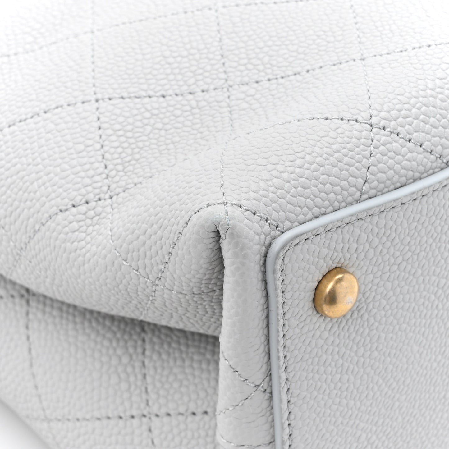 Grained Calfskin Stitched Small Drawstring Bag Grey