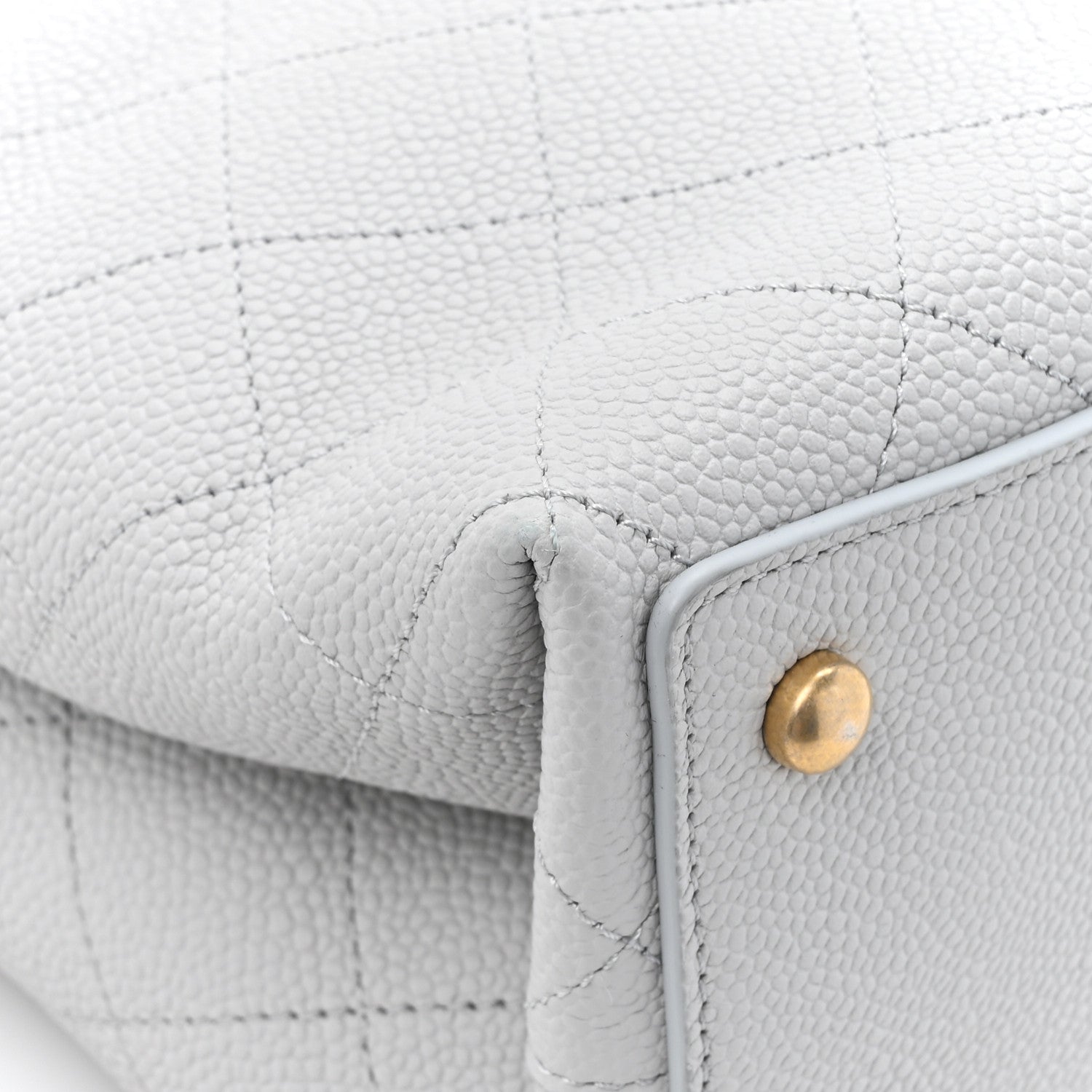 Chanel Grained Calfskin Stitched Small Drawstring Bag Grey 12 of 12