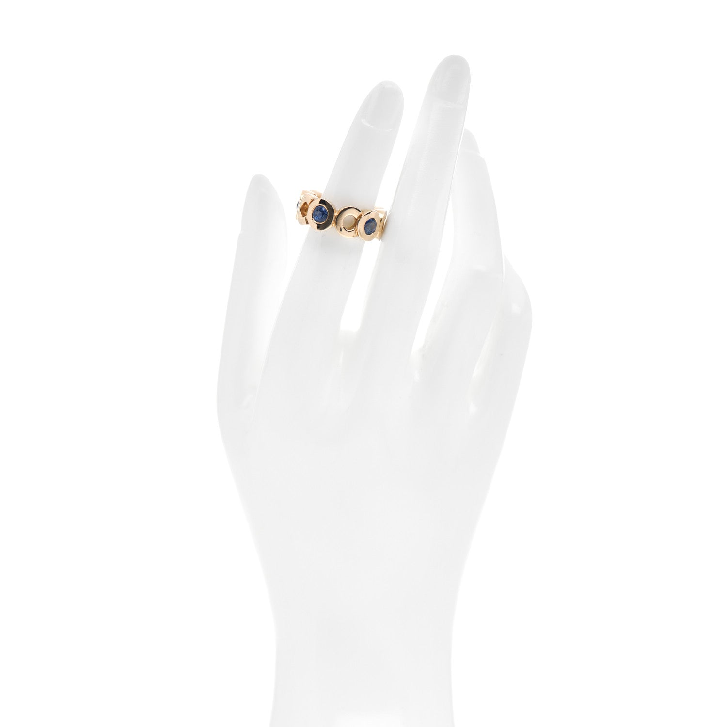 Chanel 18K Yellow Gold Blue Sapphire Coco Band Ring 50 5.25 2 of 3