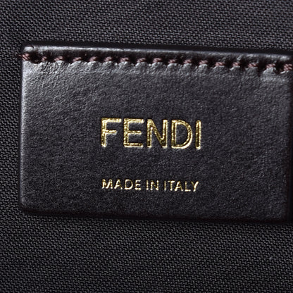 Fendi X FILA Glazed Fabric Vitello Century FF 1974 Mania Pouch Pocket Backpack Mogano Panna Blueberry 6 of 9