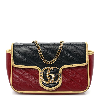 Gucci Azalea Calfskin Matelasse Diagonal Super Mini Torchon GG Marmont Shoulder Bag Blue Agata New Cherry Red Butter 1 of 14