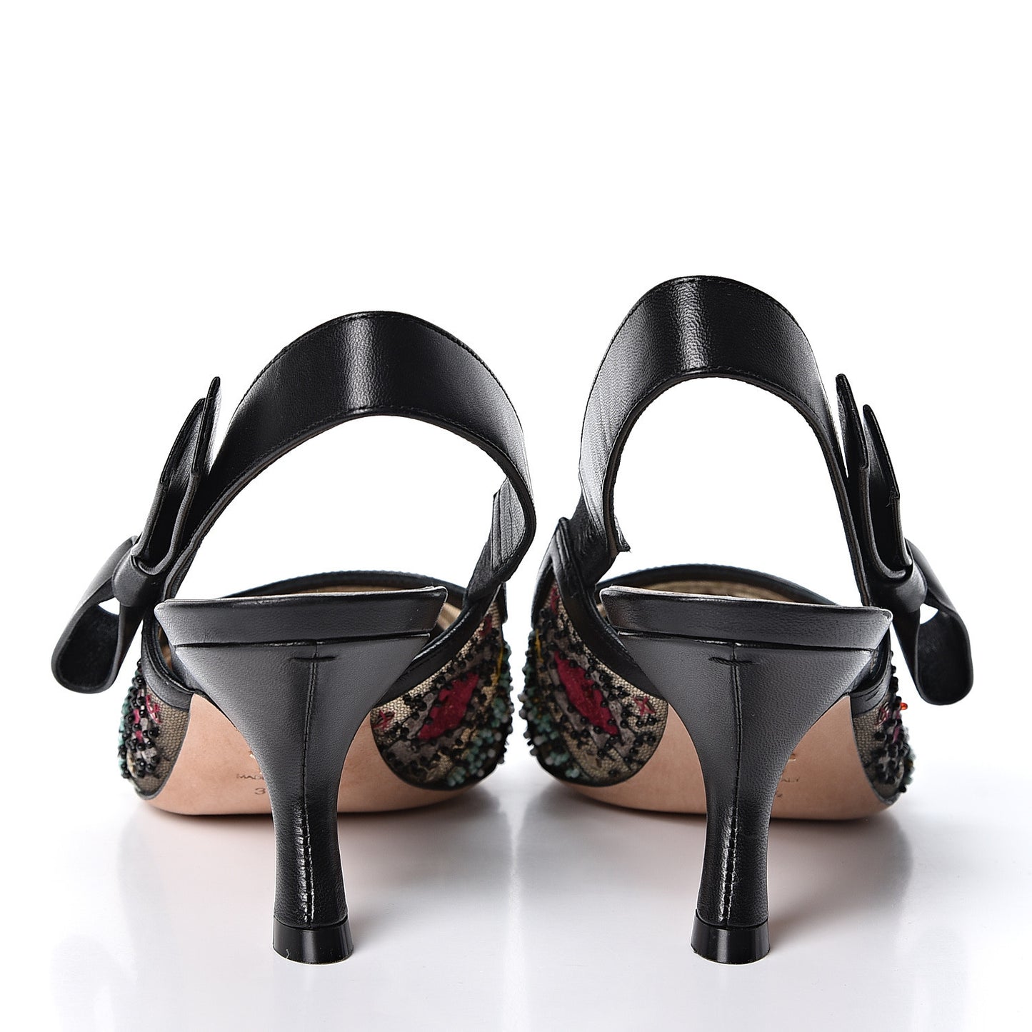 Embroidered Calfskin Beaded Sweet D Sling-Back Pumps 37.5 Multicolor