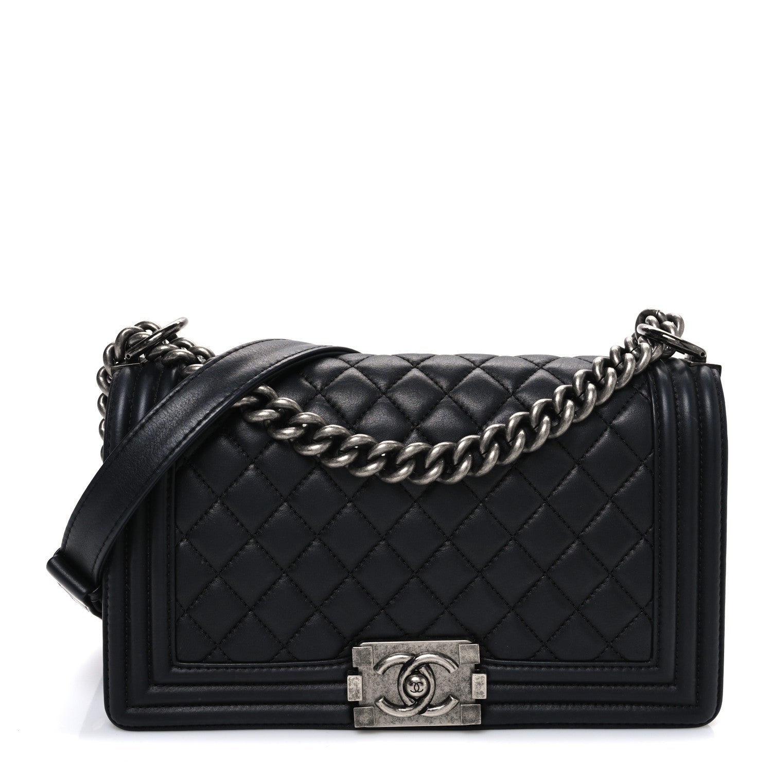 Chanel Lambskin Quilted Medium Boy Flap Black 1 of 10