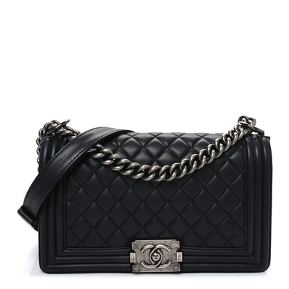 Chanel Lambskin Quilted Medium Boy Flap Black 1 of 10