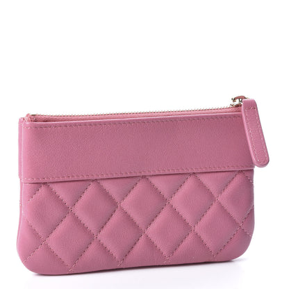 Chanel Sheepskin Quilted Small Vintage Mademoiselle Cosmetic Case Dark Pink 2 of 8