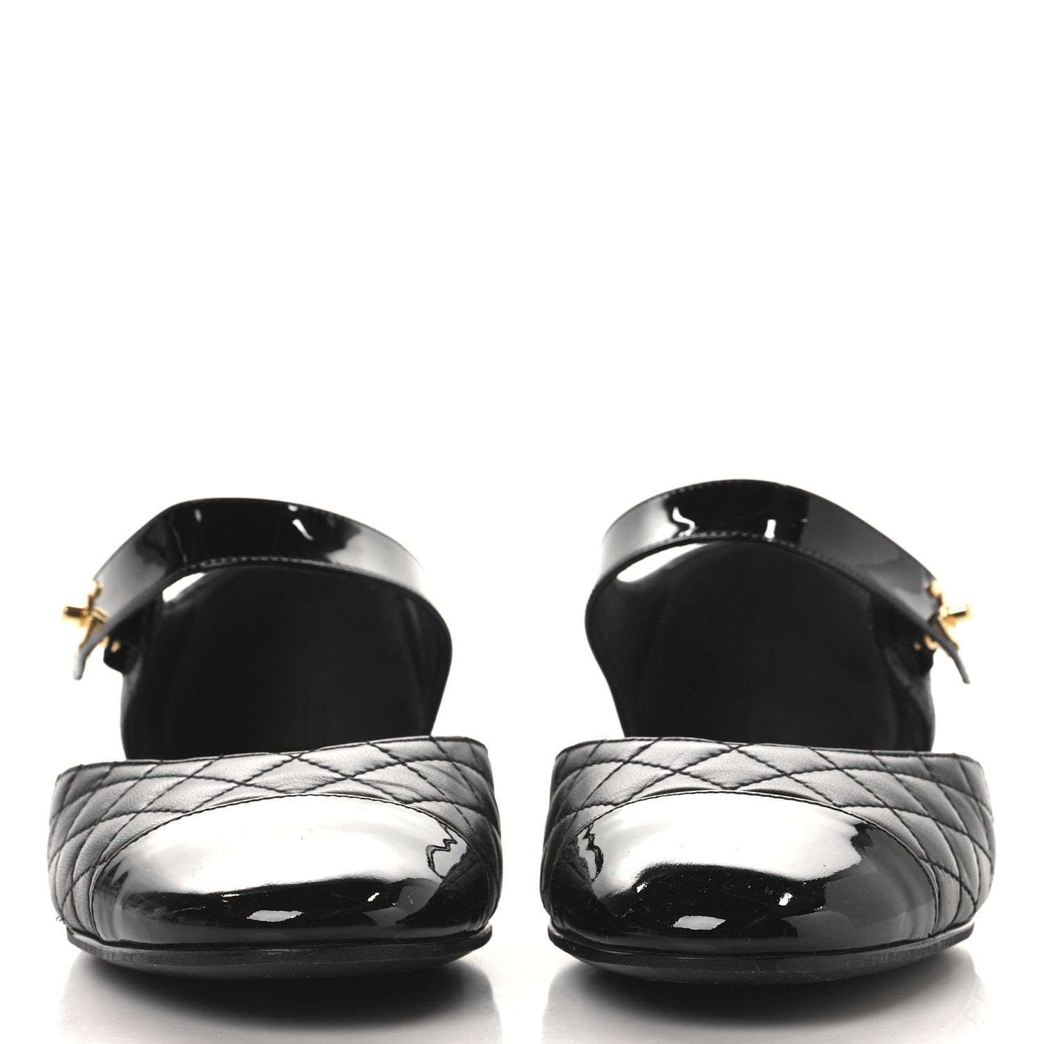 Chanel Patent Lambskin Quilted Cap Toe Ballerina Flats 41.5 Black 3 of 9
