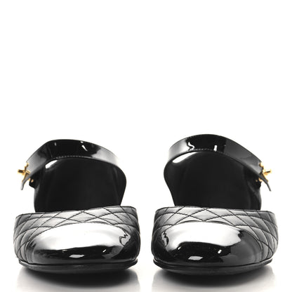 Chanel Patent Lambskin Quilted Cap Toe Ballerina Flats 41.5 Black 3 of 9