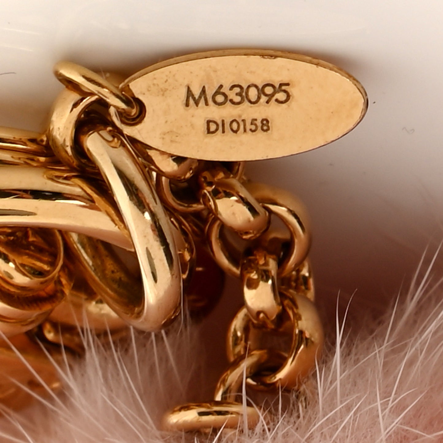 Resin Wood Mink Fur Vivienne Bag Charm Key Holder Pink