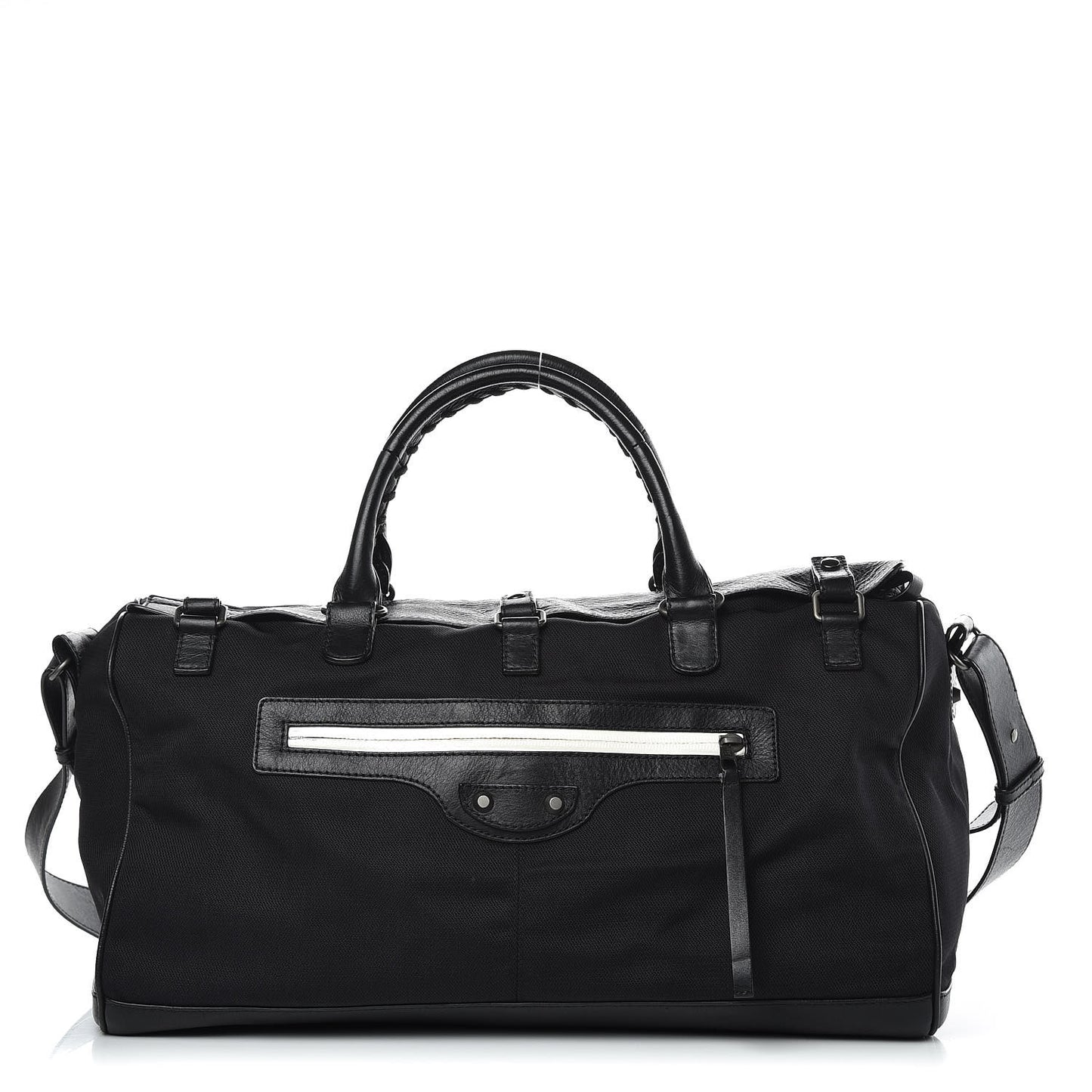 Nylon Agneau Classic Hardware Small Squash Duffle Bag Black