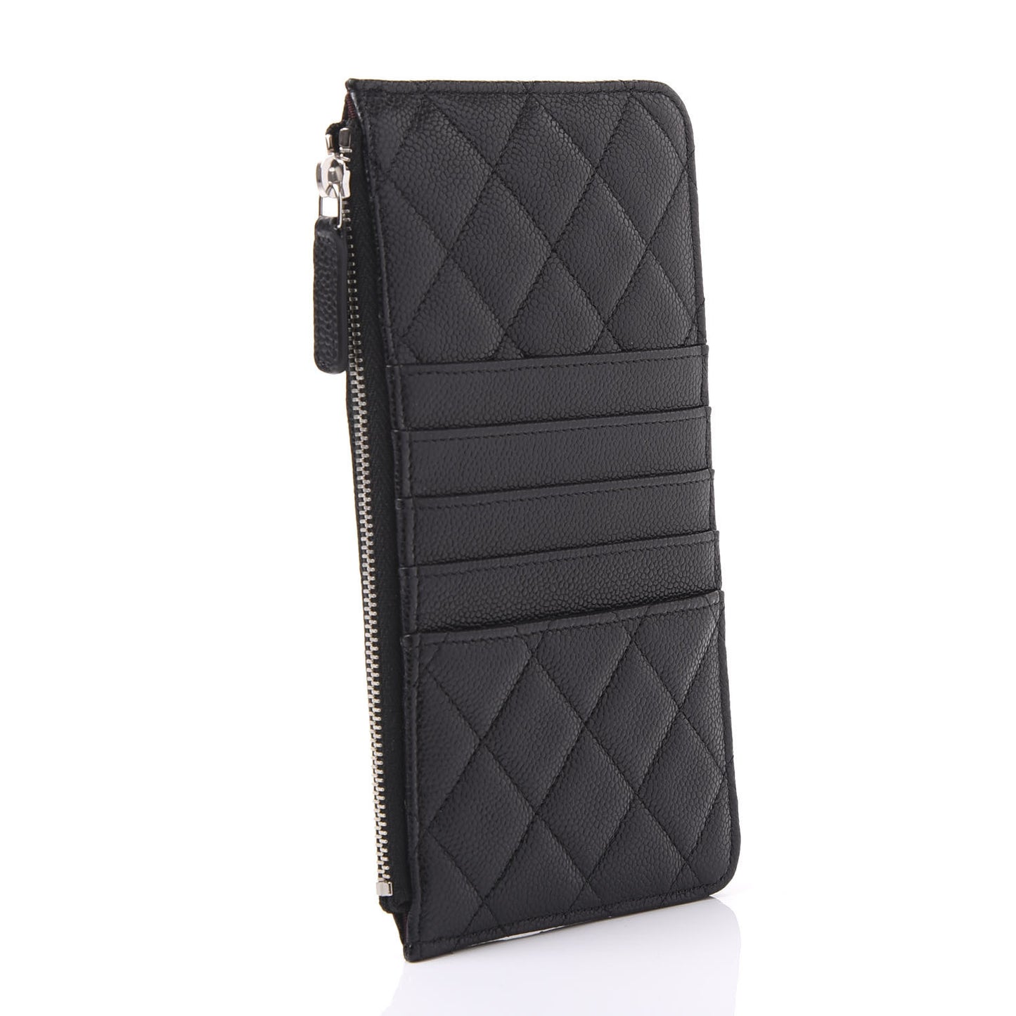 Caviar Quilted Classic Flat Wallet Pouch Black