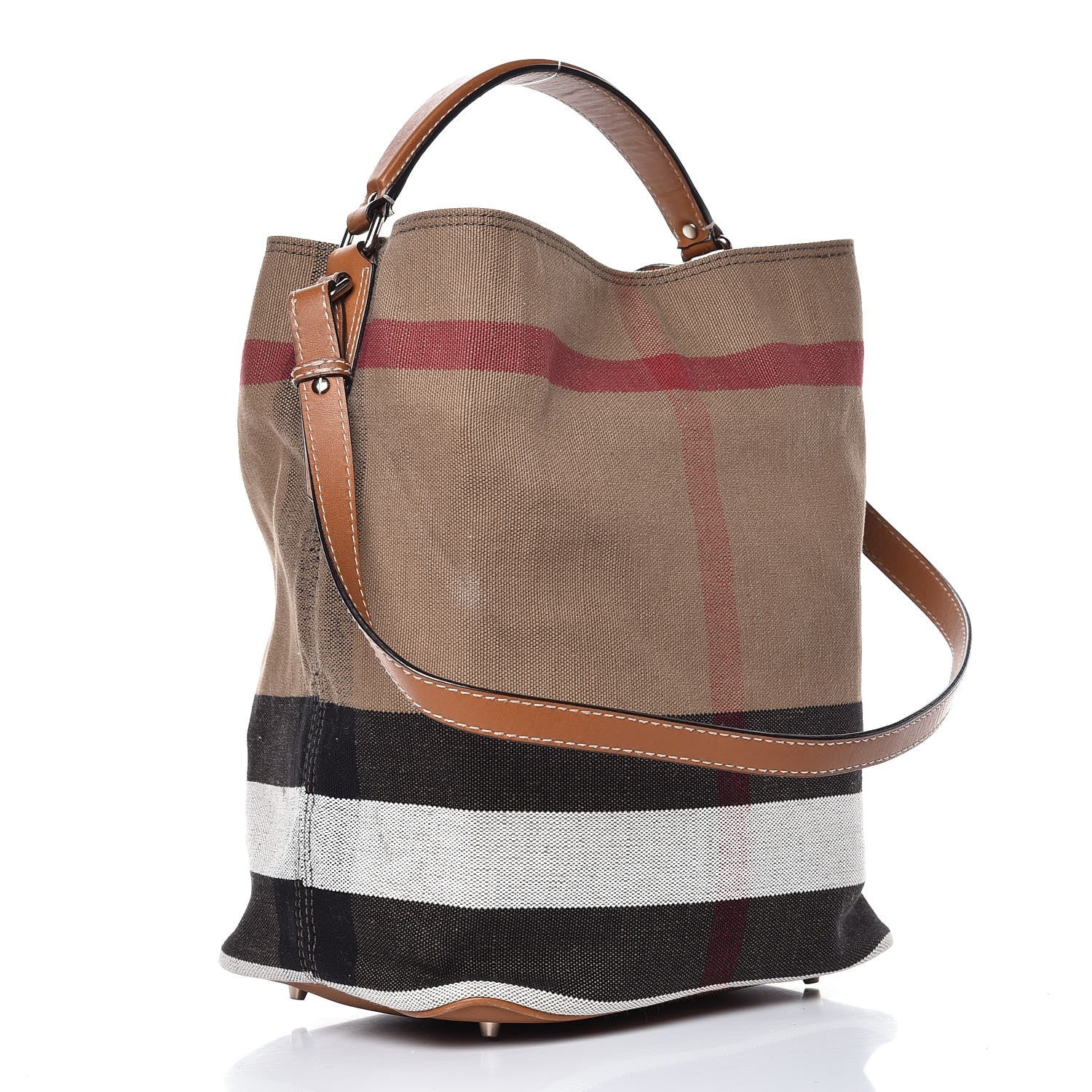 Burberry Canvas Mega Check Medium Ashby Hobo Saddle Brown 3 of 10