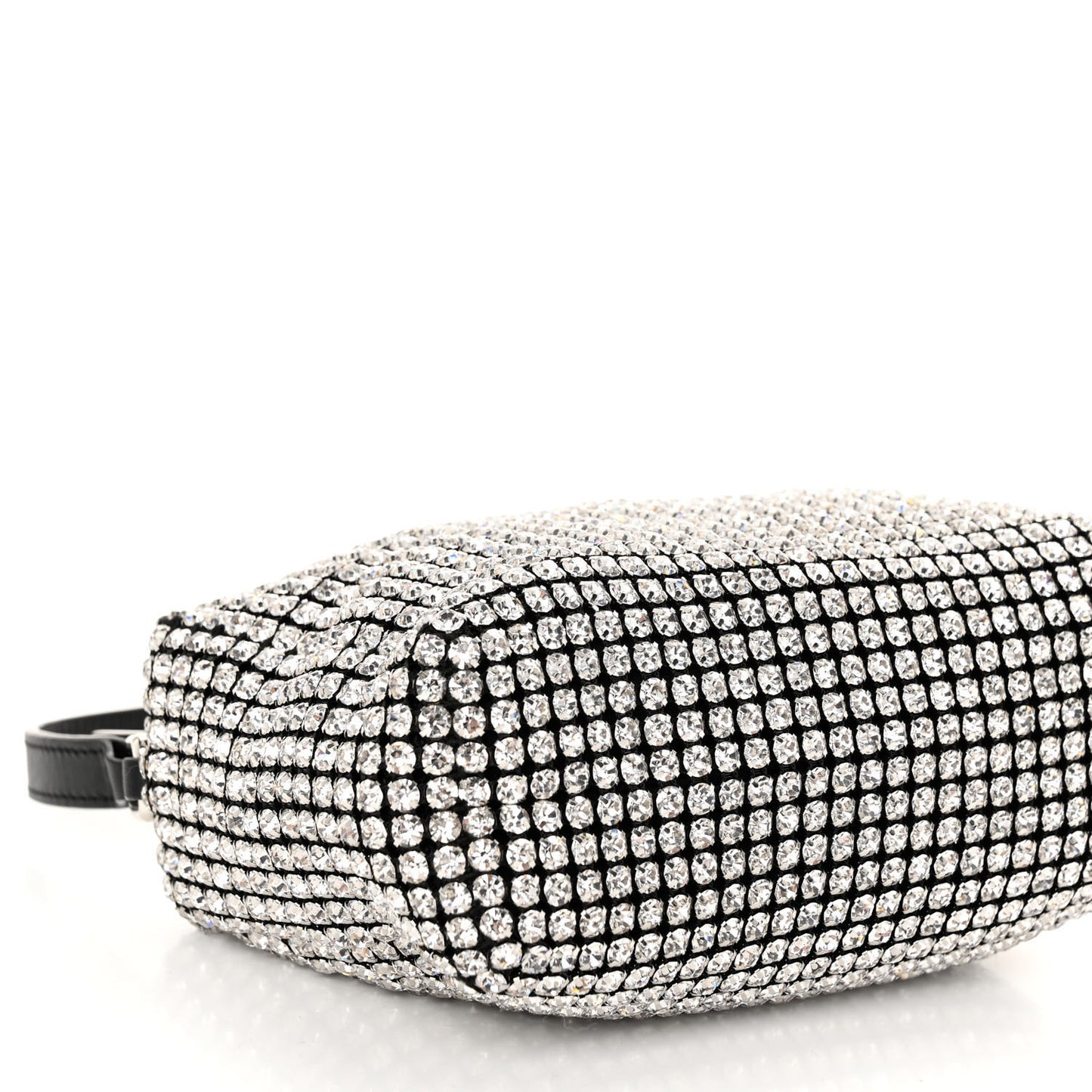 Mesh Crystal Rhinestone Mini Heiress Pouch Black Silver