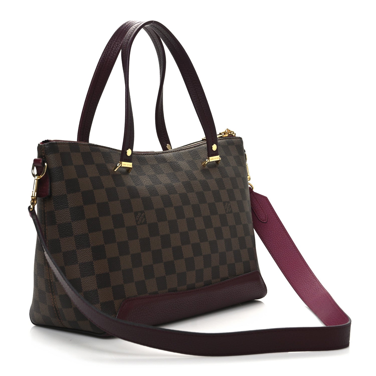 Louis Vuitton Damier Ebene Cuir Taurillon Hyde Park Fuchsia 3 of 8