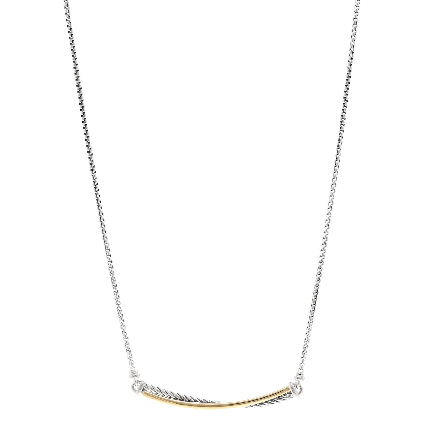 Sterling Silver 18K Yellow Gold Crossover Bar Pendant Necklace