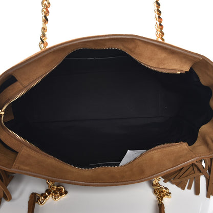 Saint Laurent Suede Fringe Monogram Shopping Tote Light Ochre 5 of 6
