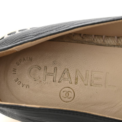 Chanel Lambskin Camellia CC Stud Espadrilles 39 Black 8 of 10