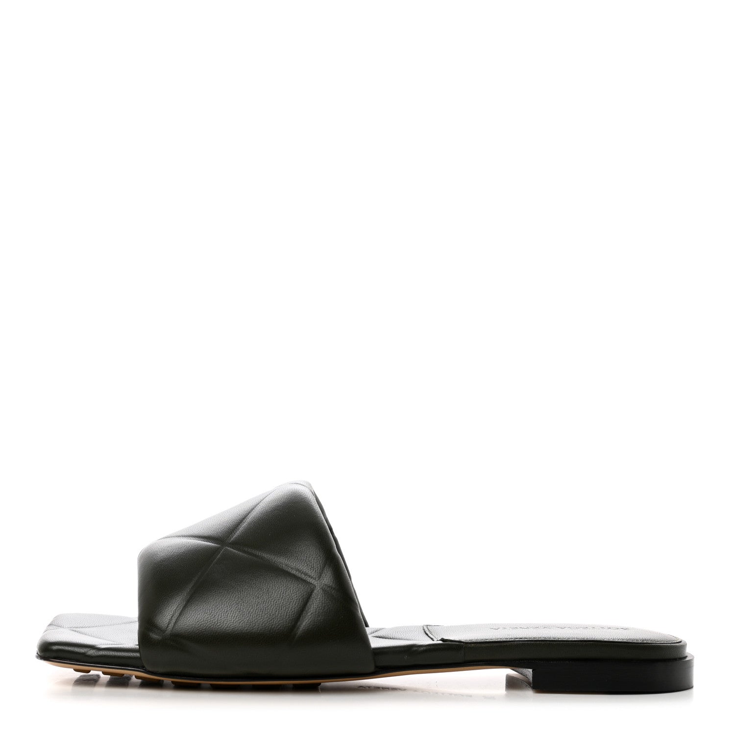 Bottega Veneta Nappa Quilted Rubber Lido Flat Sandals 38 Khaki 1 of 7