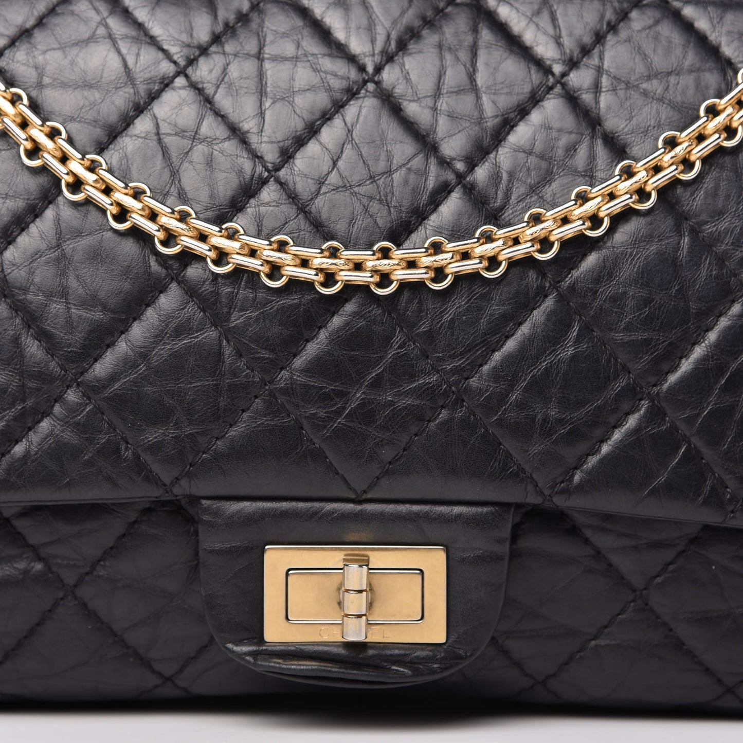 Aged Calfskin Quilted 2.55 Reissue 227 Flap Black