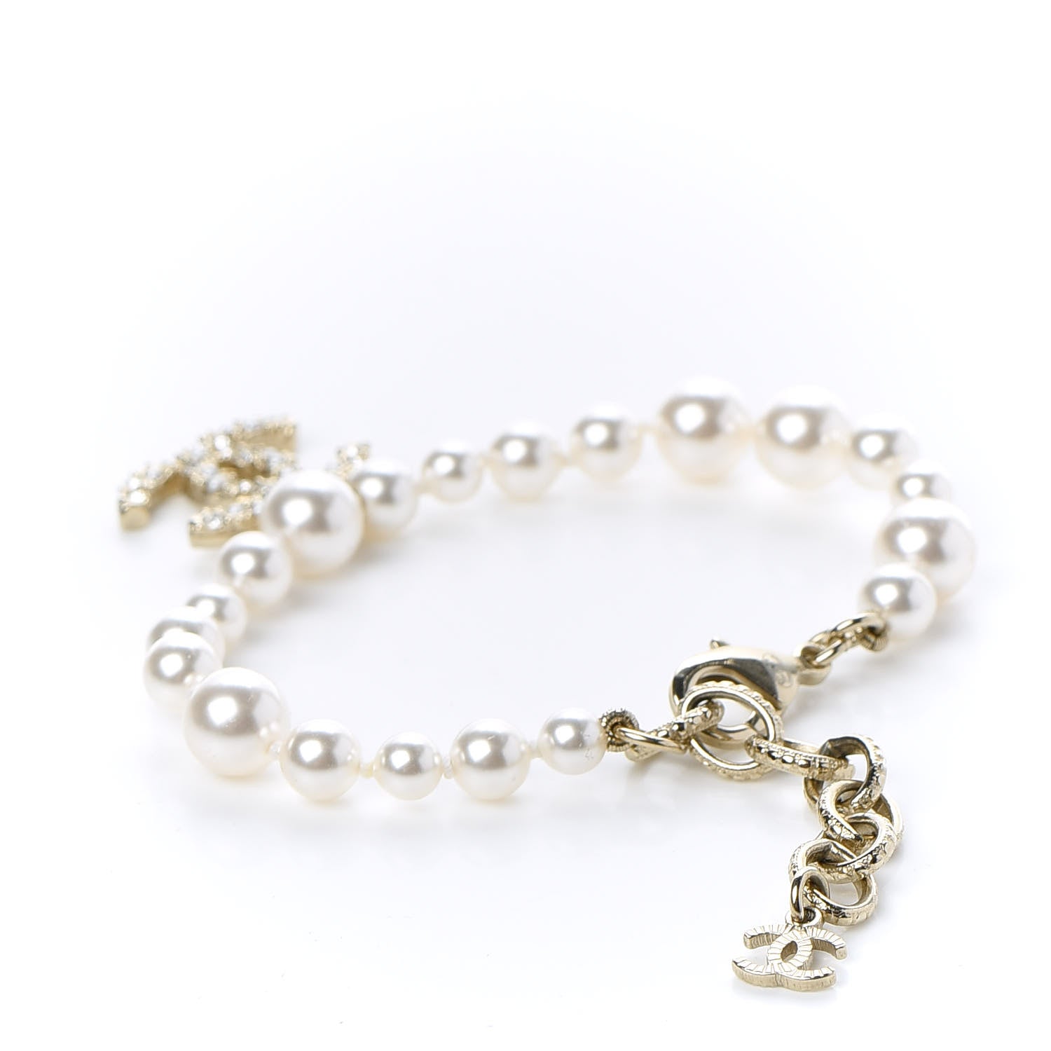 Chanel Pearl Crystal CC Bracelet Gold 3 of 5