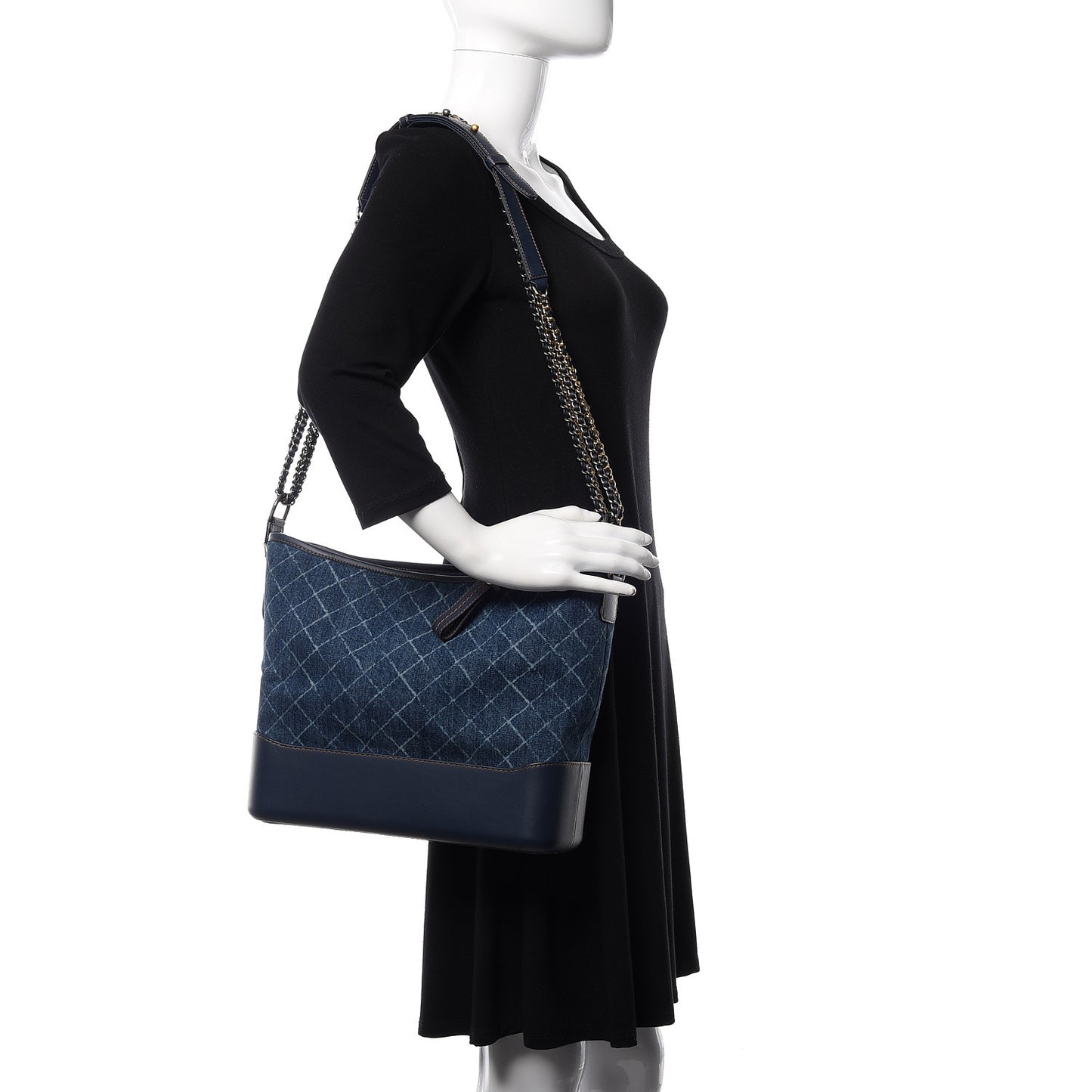 Denim Calfskin Large Gabrielle Hobo Blue