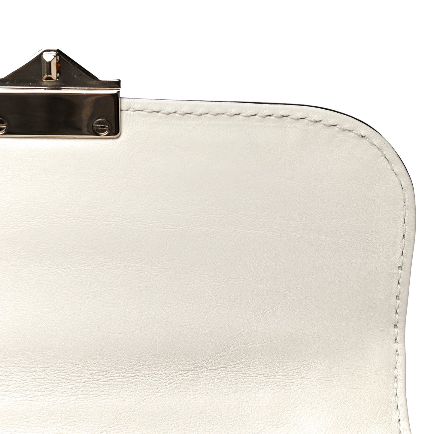 Patent Small Glam Lock Rockstud Flap Ivory