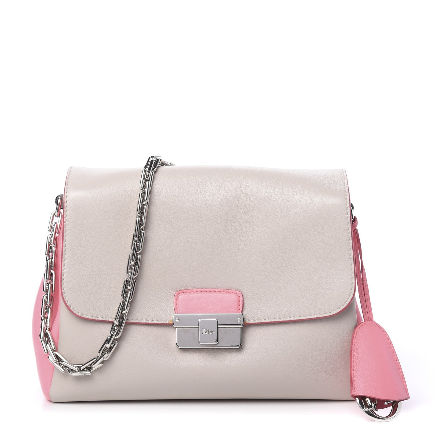 Calfskin Bi-Color Small Diorling Rose Candy