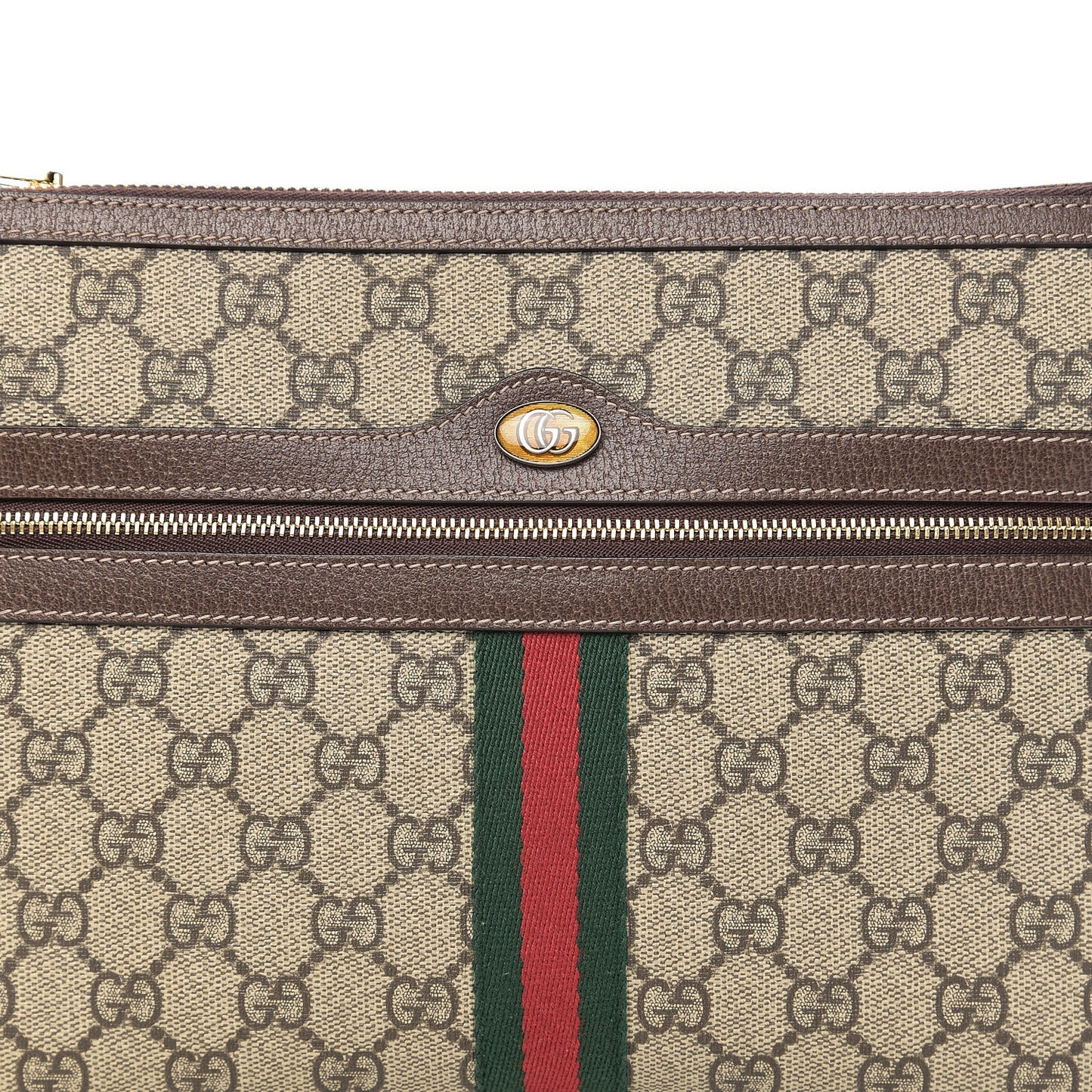 GG Supreme Monogram Large Ophidia Pouch Clutch Brown