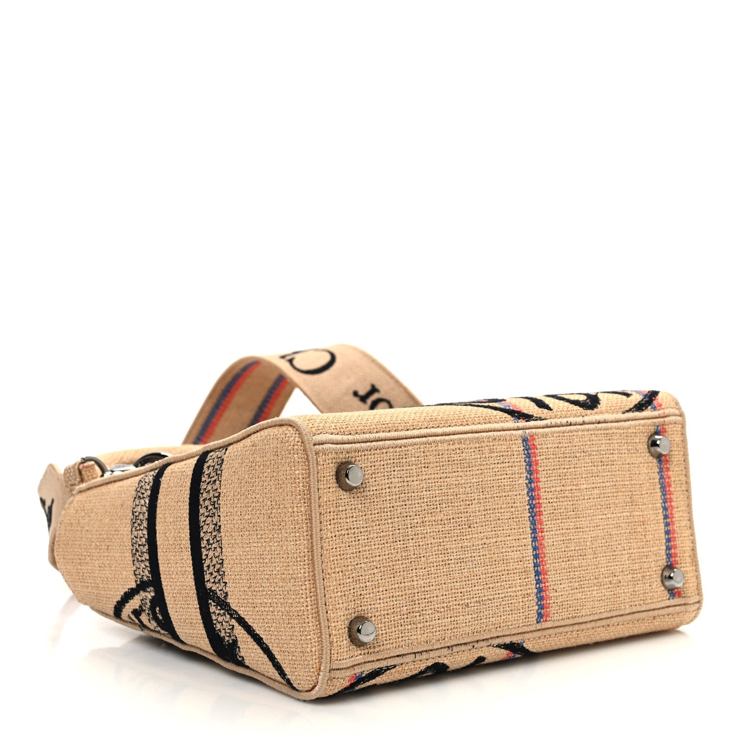 Christian Dior Canvas Jute Embroidered Medium Lady D-Lite Beige Multicolor 5 of 11
