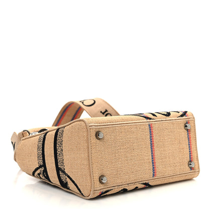 Christian Dior Canvas Jute Embroidered Medium Lady D-Lite Beige Multicolor 5 of 11