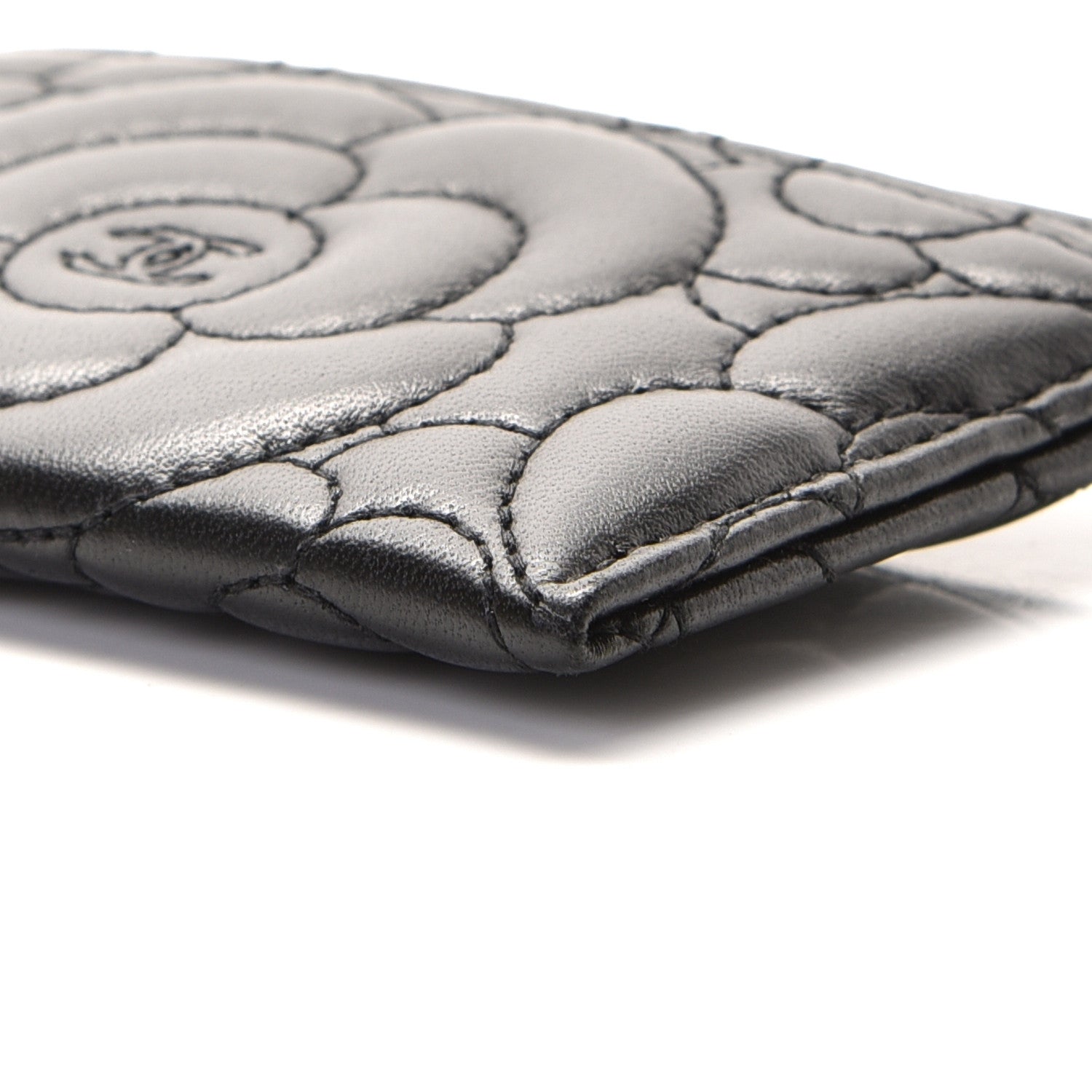 Chanel Lambskin Camellia Embossed Card Holder Black 7 of 8