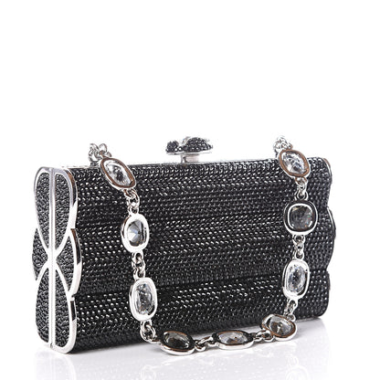 Judith Leiber Swarovski Crystal Minaudiere Clutch Black Silver 2 of 10