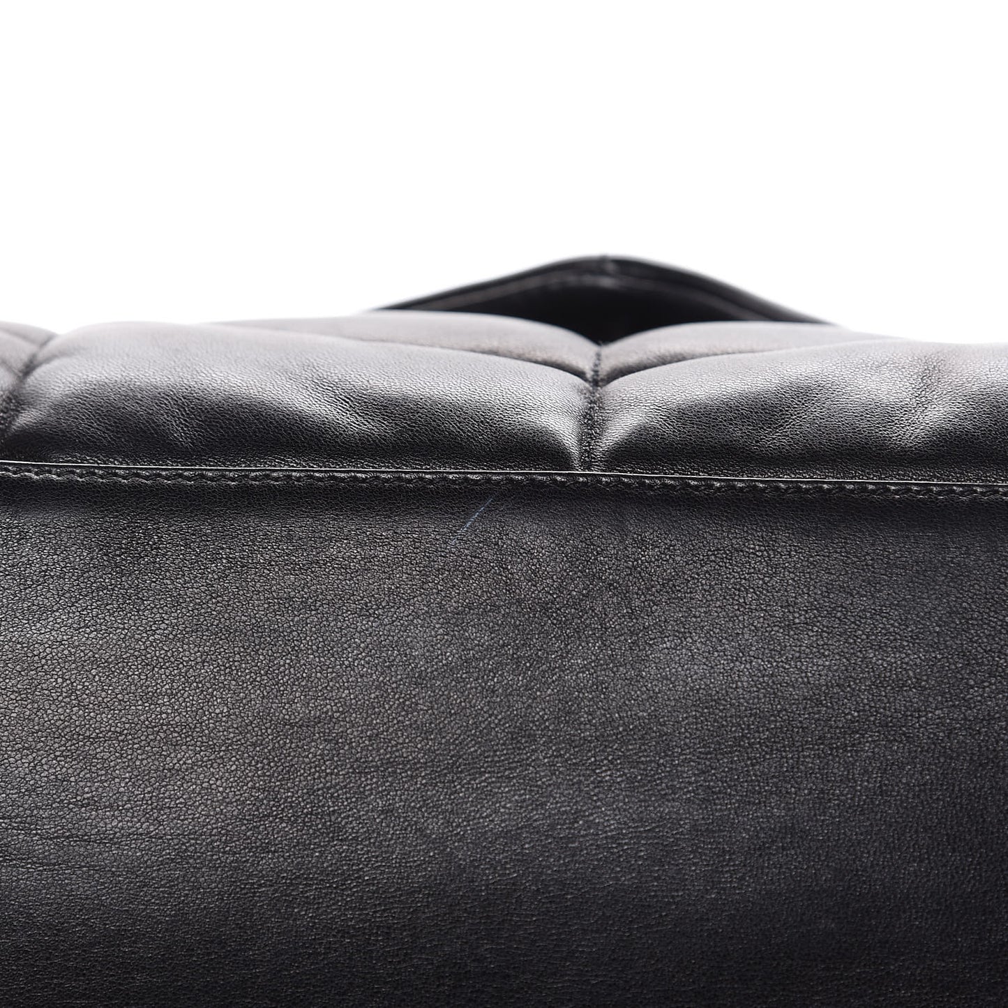 Lambskin Quilted Medium Loulou Puffer Monogram Chain Satchel Black