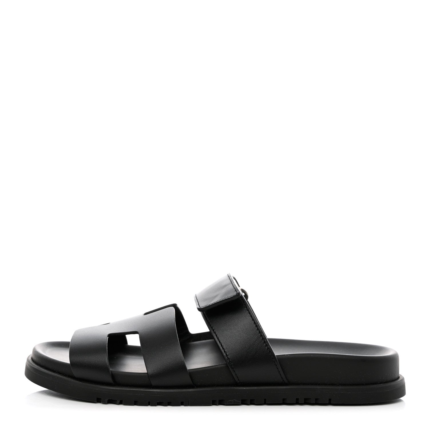 Hermes Calfskin Womens Chypre Sandals 38 Black 1 of 9