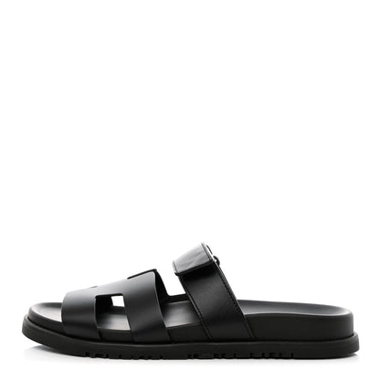 Hermes Calfskin Womens Chypre Sandals 38 Black 1 of 9