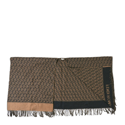 Fendi Wool Cashmere FF Print Poncho Tobacco  Black 2 of 3