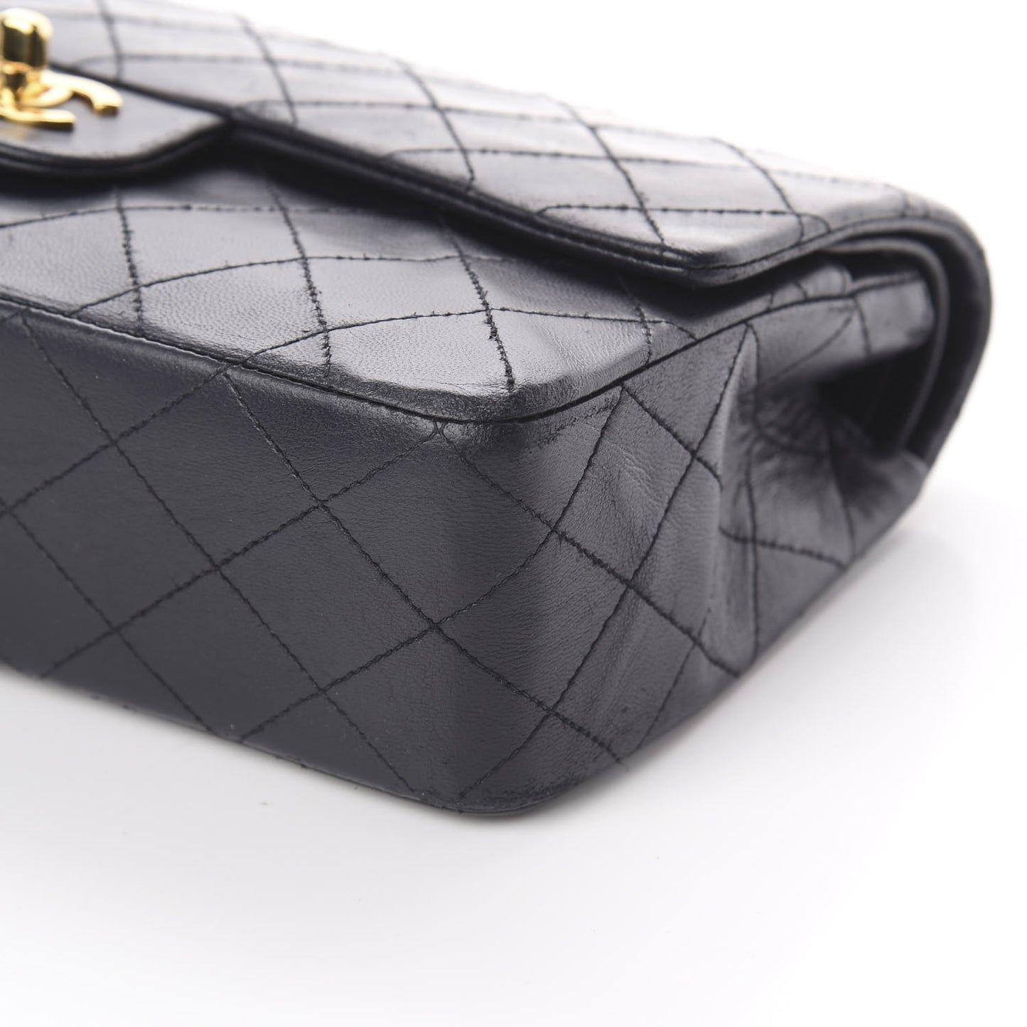 Lambskin Quilted Medium Double Flap Black