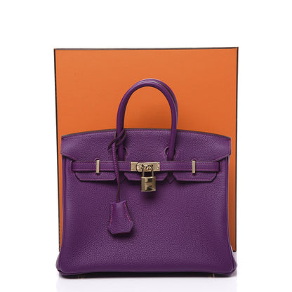 Hermes Togo Horseshoe Birkin 25 Anemone Rose Poupre 18 of 18