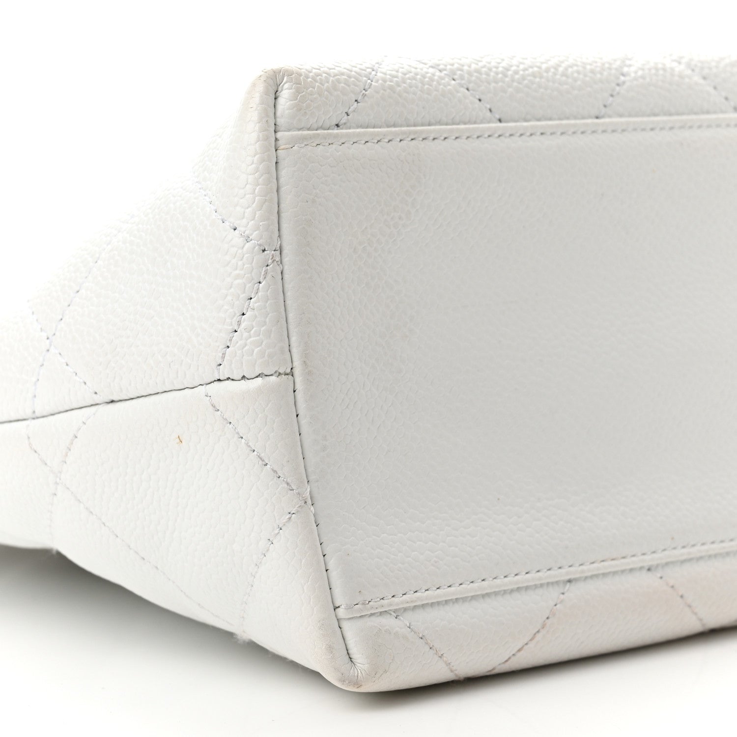 Chanel Caviar CC Wood Handle Tote White 8 of 9