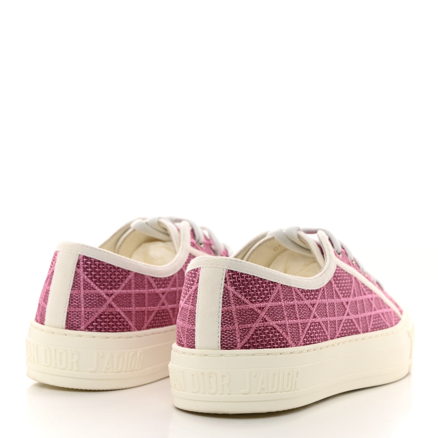 Christian Dior Laminated Canvas Cannage Embroidered Womens Walk'N'Dior Low Top Sneakers 37 Metal Rose 4 of 8