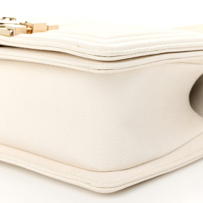 Chanel Caviar Chevron Quilted Small Boy Flap White 10 of 10