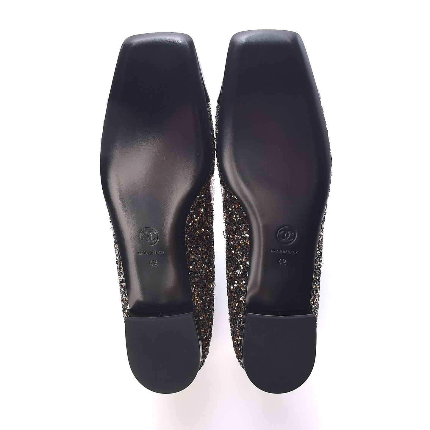 Glitter Fabric Patent Calfskin Mocassin Loafers 42 Black Bronze